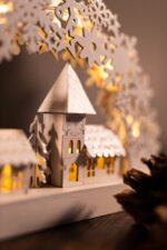 Wooden Candle Bridge Village Scene LED Decoration - Image 4