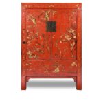 Antique Red Lacquer Wedding Cabinet from China - 19thC