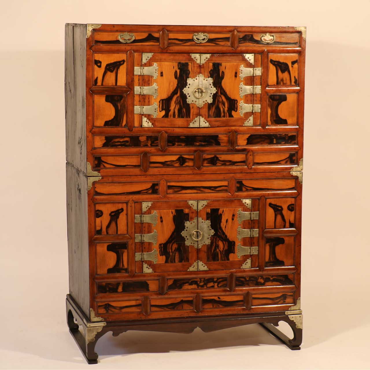 tall-cabinets-cabinet-on-stand-from-korea-made-from-persimmon-wood-late-19thc-1 Cabinet On Stand from Korea made from Persimmon Wood - late 19thC - Image 1