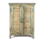 Painted Louvre Cabinet Made From Reclaimed Teak