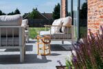 Taunton Aluminium Lounge Set with Teak Armrests & Coffee Table - Image 4