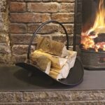 Traditional Decorative Vintage Fireside Black Steel Log Holder Cradle Basket