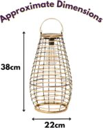 Venus Rattan Solar Lantern Natural Warm White LED Garden Light - Image 3