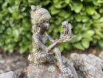 Sitting Girl with Fairy Resin Garden Statue Stone Effect 23cm - Image 5