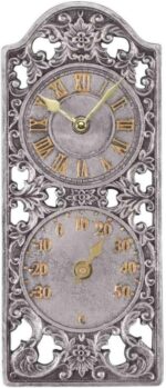 Vintage Outdoor Wall Clock with Thermometer & Barometer 35cm - Image 2
