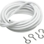 White 3m Expanding Net Curtain Wire with Hooks and Eyes