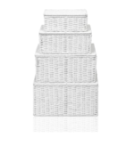 Set of 4 White Wicker Storage Baskets and Gift Hamper Boxes - Image 3