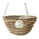 Rope Rattan Hanging Basket with Liner and Chain 12 Inch - Image 3