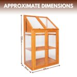 Large 3 Tier Wooden Garden Greenhouse with Polycarbonate Panels - Image 2